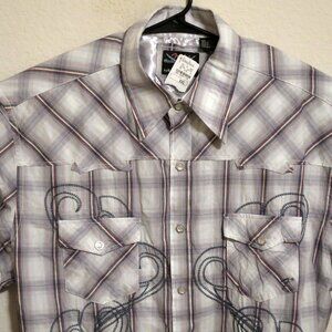 Fender Custom Shop Shirt Mens 2XL New Long Sleeve Snap Button White Striped